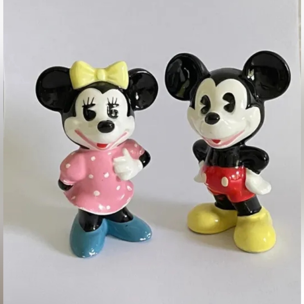 Vintage Mickey and Minnie Mouse Figurines 3" Tall - Made In Japan